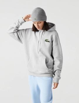 Sudadera Gris Loose Fit Con Capucha Lacoste