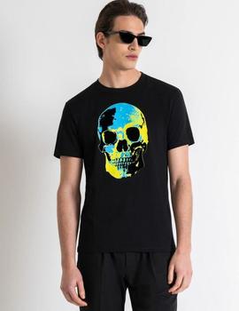 Camiseta negra A. Morato con estampado de calavera