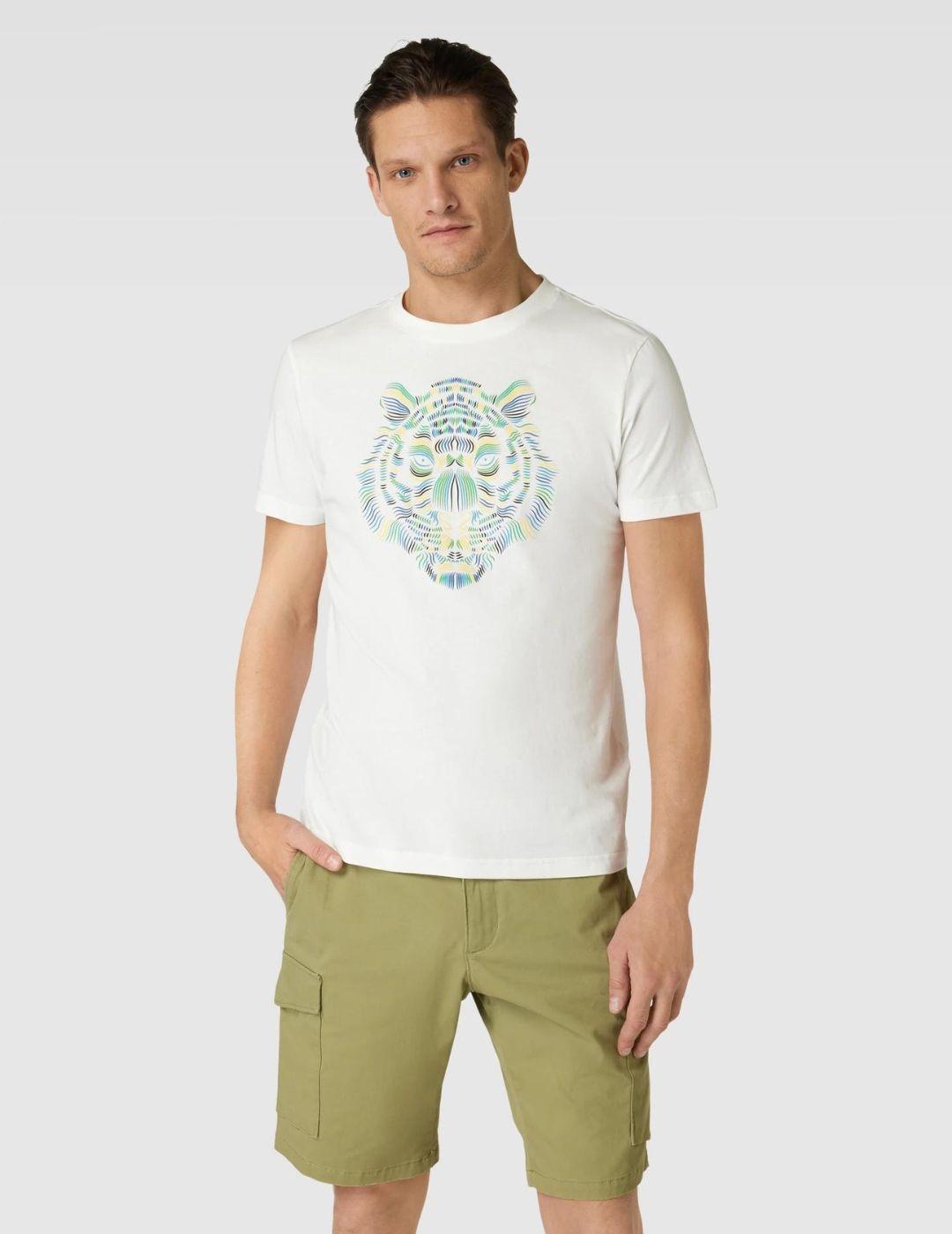 Camiseta blanca A. Morato con tigre efecto rizo