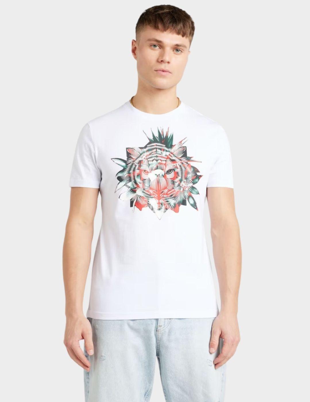 Camiseta blanca A.Morato con print engomado de tigre