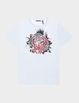Camiseta blanca A.Morato con print engomado de tigre