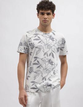 Camiseta blanca A.Morato con flores y logo en pecho