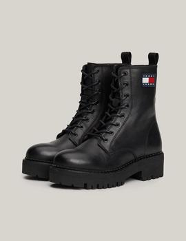 Botas negras en piel de cordones y suela dentada Tommy Jeans