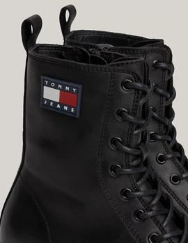 Botas negras en piel de cordones y suela dentada Tommy Jeans