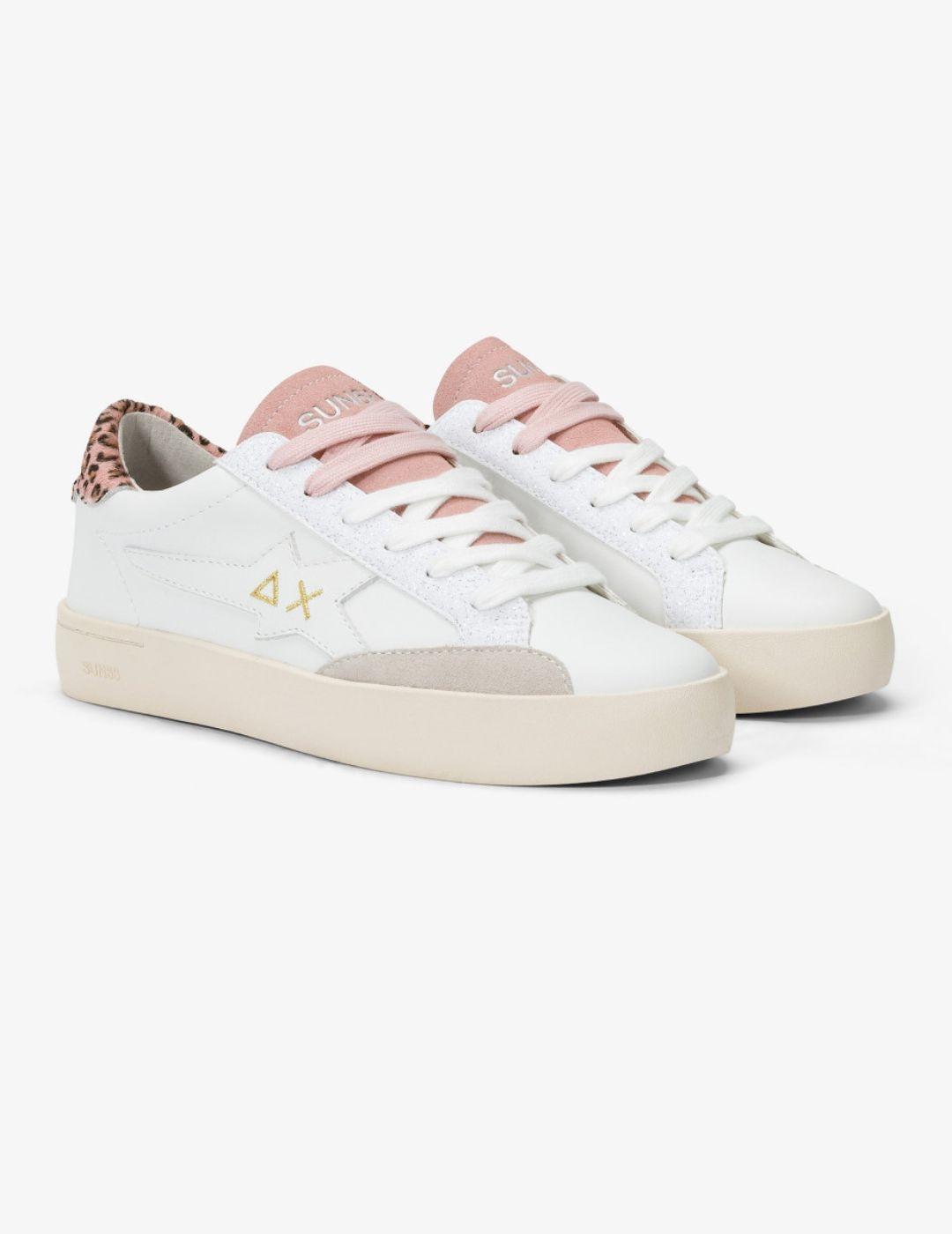 Zapatilla SUN68 KATY LEATHER Blanco/rosa