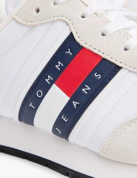 Zapatillas running blancas con cordones y logo Tommy Jeans